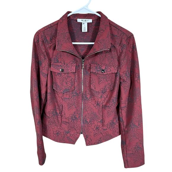 White House Black Market Jackets & Blazers - White House Black Market Womens Red Floral Blazer Jacket Size 8